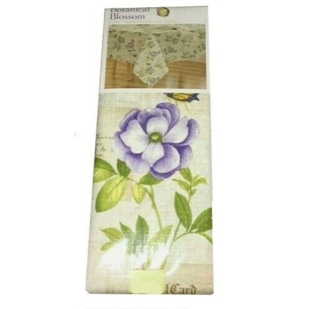 Botanical Blossoms Fabric Tablecloth Floral Butterflies Summer 60x102